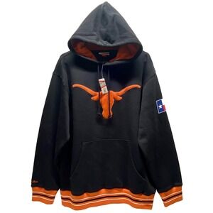 Texas Longhorns NCAA Hoodie Large Black Orange Logo College Mitchell & Ness NWT
